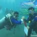 Wisuda bawah laut Program Studi Marine Ecotourism, Jurusan Pariwisata, Politeknik Negeri Manado. FOTO: DOK. ISTIMEWA