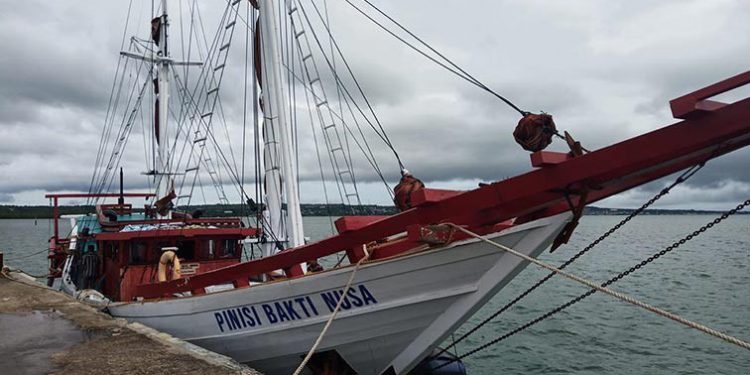 KLM Pinisi Pusaka Indonesia sandar di Saumlaki.