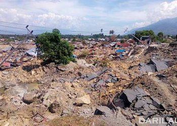 Likuefaksi di Balaroa, Palu, Sulawesi Tengah, Jumat 28 September 2018. FOTO: DARILAUT.ID