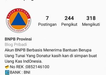 Hati-hati, Ada Akun Palsu BNPB Cari Donasi Covid-19