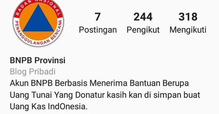 Hati-hati, Ada Akun Palsu BNPB Cari Donasi Covid-19
