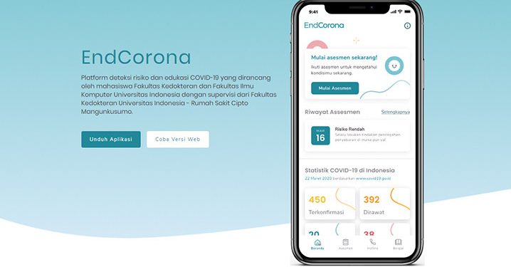 Mahasiswa UI Ciptakan Platform EndCorona untuk Asesmen Risiko Covid-19