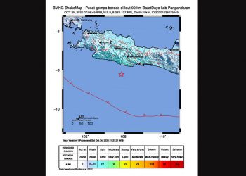 Gempa Pangandaran Dirasakan III – IV MMI