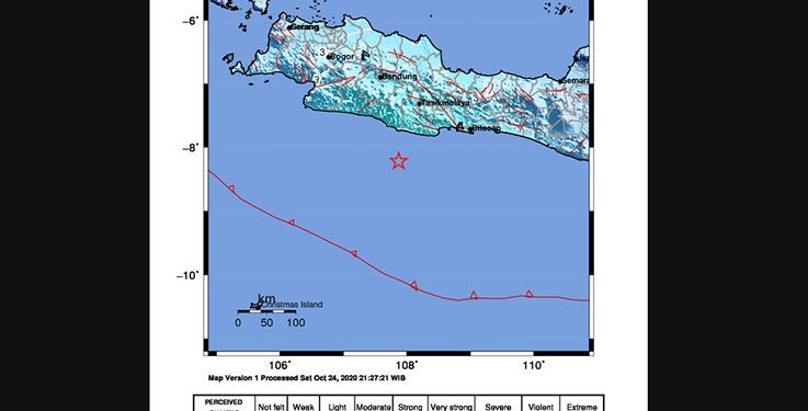 Gempa Pangandaran Dirasakan III – IV MMI