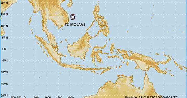 Dampak Siklon Tropis Molave, Gelombang Tinggi 6 Meter di Laut Cina Selatan