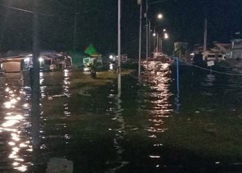 Banjir rob di Pelabuhan Kali Adem Muara Angke, Jakarta. FOTO: BMKG