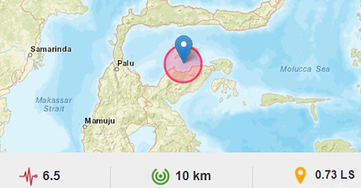 Malam Ini Gempa Kuat M 6,5 Kembali Mengguncang Togean Tojo Una-Una