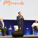 Presiden Prancis Emmanuel Macron membuka panel diskusi didampingi Presiden Bank Sentral Eropa Christine Lagarde dan Wakil Presiden Komisi Eropa Frans Timmermans. FOTO: IUCN
