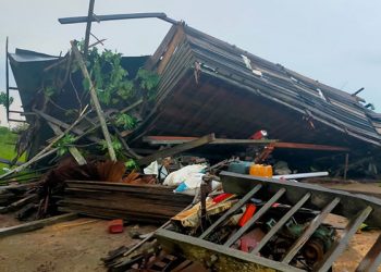 Angin kencang terjadi di Desa Pulusangi, Kecamatan Puriala, Kabupaten Konawe, Sulawesi Tenggara mengakibatkan dua warga menderita luka-luka, Selasa (23/11). FOTO: BPBD Kabupaten Konawe/BNPB