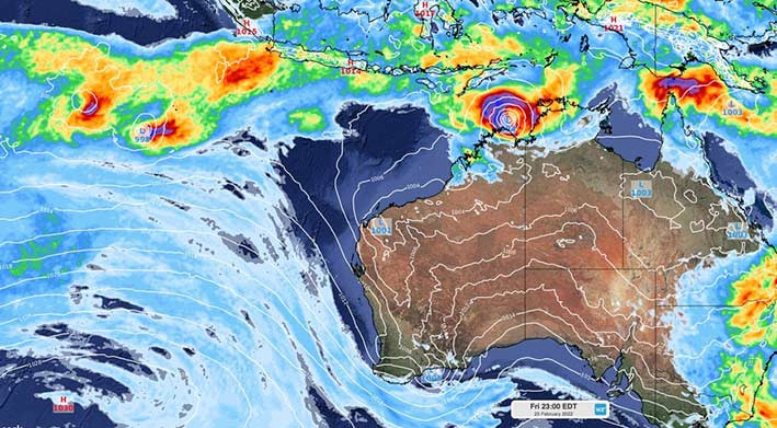 Siklon tropis Anika terbentuk di Laut Timor, dekat Australia. GAMBAR: WEATHERZONA.COM.AU
