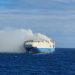 Kapal MV Felicity Ace terbakar di Samudra Atlantik. FOTO: Portuguese Navy/GCAPTAIN.COM