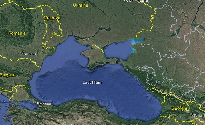 Laut Hitam dan laut Azov. GOOGLE EARTH