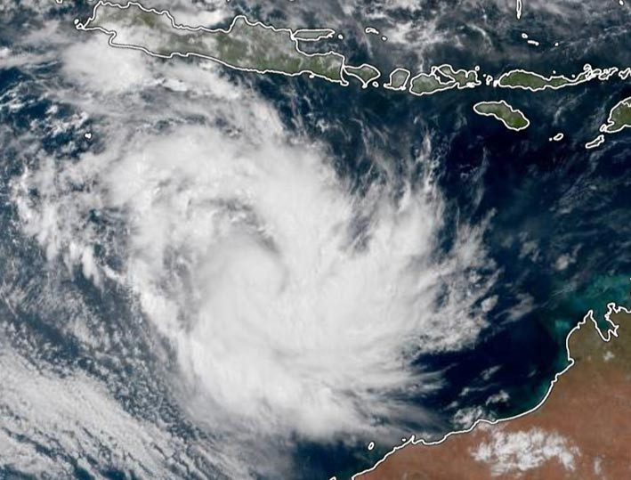 Siklon tropis Charlotte di Samudra Hindia, Senin (21/3). GAMBAR: ZOOM EARTH