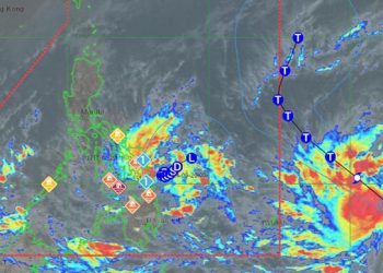 Depresi tropis Agaton di perairan timur Filipina dan badai tropis Malakas di Samudra Pasifik bagian barat. GAMBAR: PAGASA