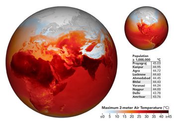 Data GEOS-5 hasil Modeling dan Asimilasi Global di GSFC NASA. GAMBAR: NASA Earth Observatory/JOSHUA STEVENS