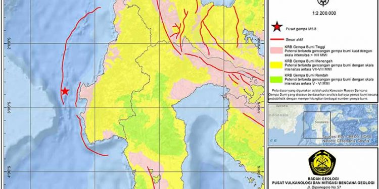 Gempa Mamuju Berasosiasi dengan Sesar Aktif di Selat Makassar