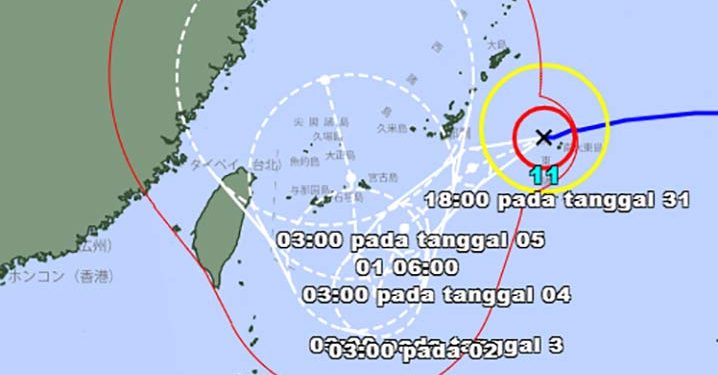 Topan Super Hinnamnor Mendekati Kepulauan Ryukyu, Jepang