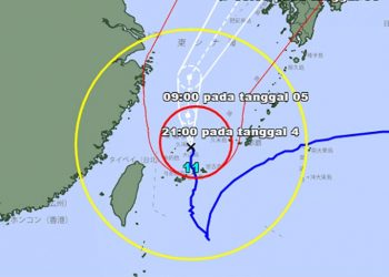 Lintasan topan Hinnamnor di Laut Cina Timur. GAMBAR: Badan Meteorologi Jepang/JMA