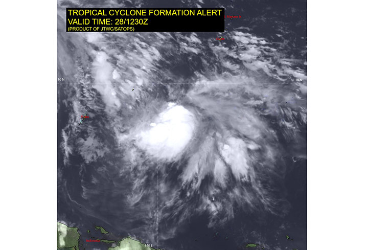Bibit siklon tropis 94W di Samudra Pasifik barat. GAMBAR: JTWC