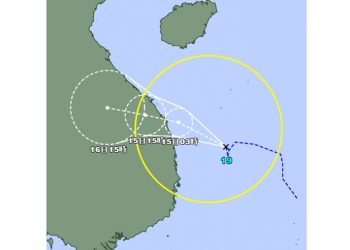 Badai tropis Sonca bergerak menuju Vietnam Jumat (14/10). GAMBAR: Badan Meteorologi Jepang/JMA