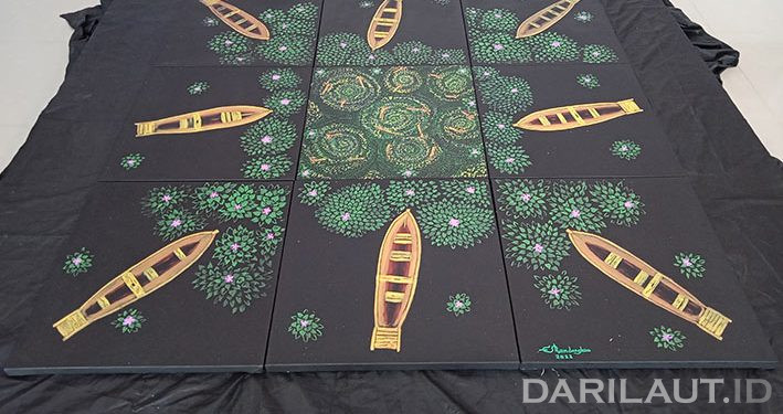 Lukisan Perahu, Anemon dan Paus di Galeri Riden Baruadi
