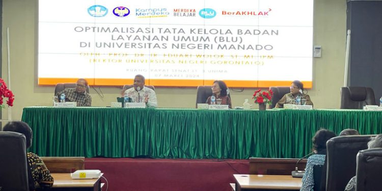 Rektor UNG Pemateri Optimalisasi Tata Kelola Badan Layanan Umum di Unima