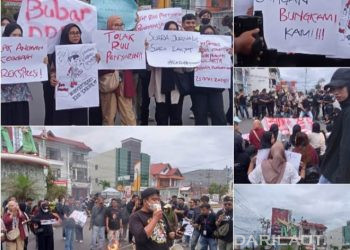 Koalisi Jurnalis Gorontalo Bawa dan Bakar Keranda Simbol Kematian Kebebasan Pers