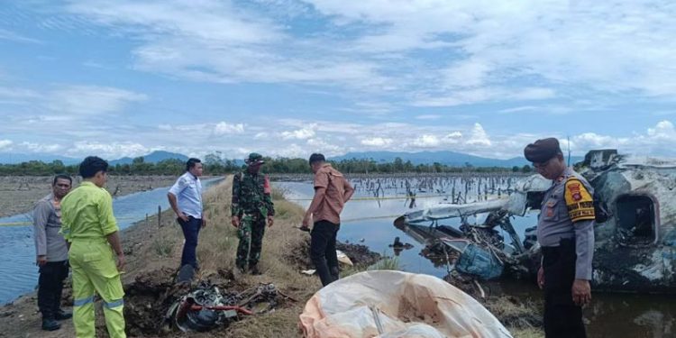 Polres Pohuwato dan TNI Bergerak Cepat di Lokasi Pesawat Jatuh di Randangan