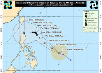 Badai Tropis Yinxing Diperkirakan Akan Meningkat Menjadi Topan