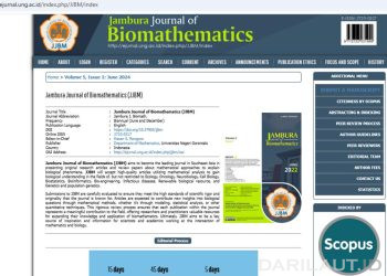 Satu Lagi Publikasi Ilmiah UNG Terindeks Scopus: Jambura Journal of Biomathematics