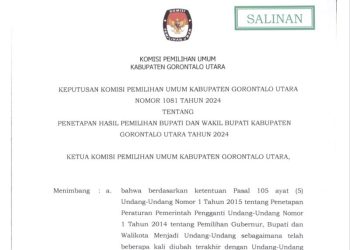 KPU Gorontalo Utara Umumkan Hasil Penghitungan Perolehan Suara