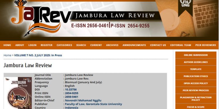 Jambura Law Review UNG Raih Quartile 2 Jurnal Terindeks Scopus
