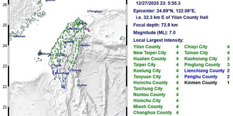 Gempa Bumi 7,0 Skala Richter Guncang Taiwan, Satu Orang Tewas