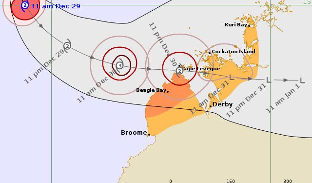 Siklon Tropis Hayley Makin Menguat di Barat Laut Pantai Kimberley, Australia