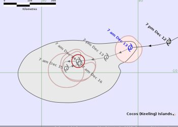Siklon Tropis Bakung Terletak di Dekat Kepulauan Cocos (Keeling)