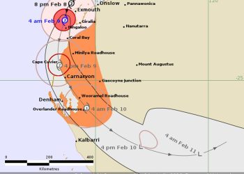 Siklon Tropis Mitchell (21U) Berada di Dekat Ningaloo Australia Barat, Menuju Pesisir Carnarvon