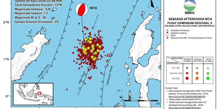 1.378 Aktivitas Gempa Susulan di Laut Maluku, 25 Dirasakan Masyarakat