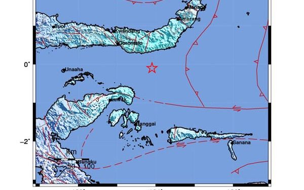 Gempa M5,8 Terletak Selatan Bone Bolango Laut Maluku