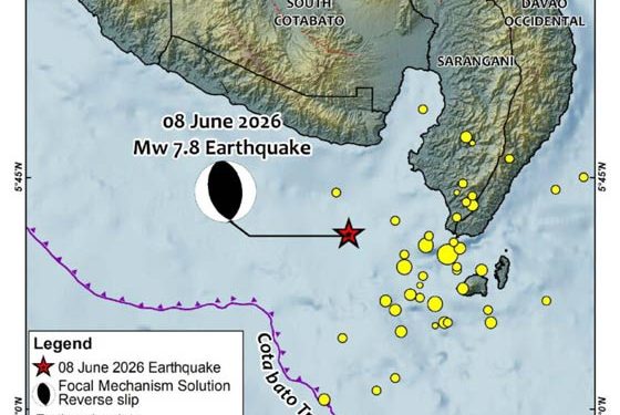 Gempa Dahsyat di Lepas Pantai Sarangani Filipina Selatan Memicu Gelombang Tsunami 1 Meter
