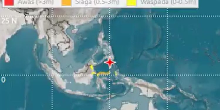 Gempa M7,7 di Filipina Selatan Berpotensi Tsunami di Gorontalo, Sulawesi Utaradan Sulawesi Tengah