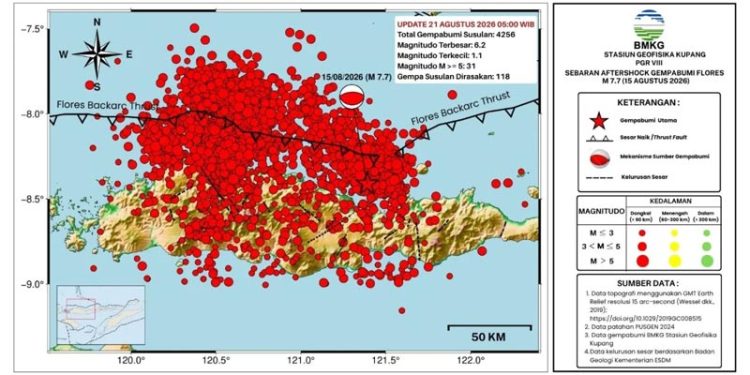 Gempa Susulan Laut Flores NTT Membentuk Klaster Tersendiri