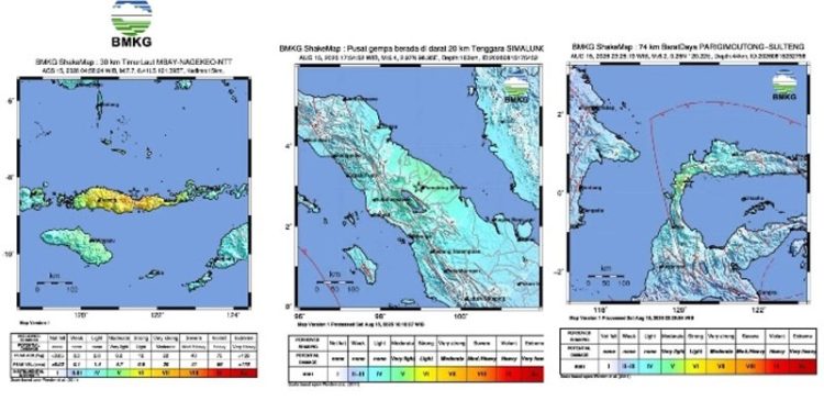 Gempa Sangat Kuat Dalam Sehari di NTT, Sumut dan Sulteng Tidak Saling Berkaitan