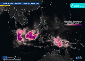 Copernicus Eropa Tampilkan Sebaran Asap di Asia Tenggara Akibat Kebakaran Hutan Dahsyat di Indonesia