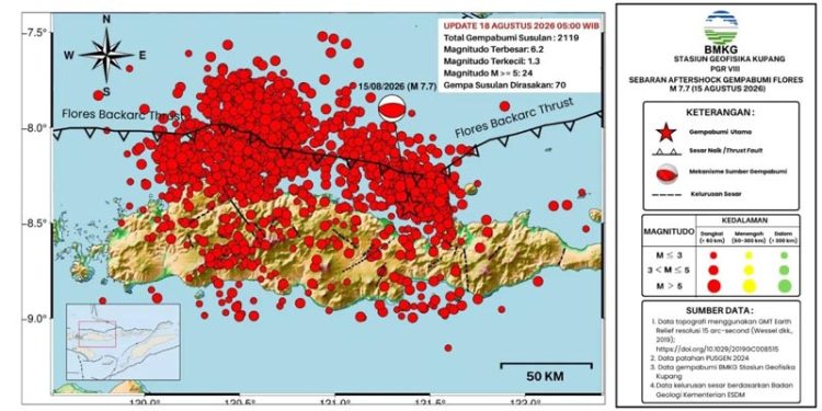 Hindari Bangunan Rusak, BMKG Mencatat 2.119 Gempa Susulan di Flores NTT