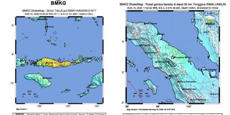 Indonesia Rocked by Very Strong Earthquakes at Sea and on Land 3,000 km Apart in a Single Day