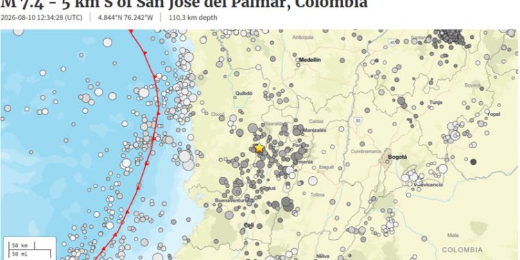 Gempa Dahsyat M 7,4 di Kolombia Dirasakan Lebih Dari 10 Juta Orang pada Skala VI dan VII MMI
