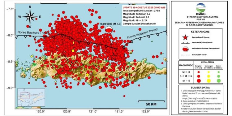 BMKG Catat 2.768 Gempa Susulan di NTT, Diperkirakan Berakhir Sebulan ke Depan
