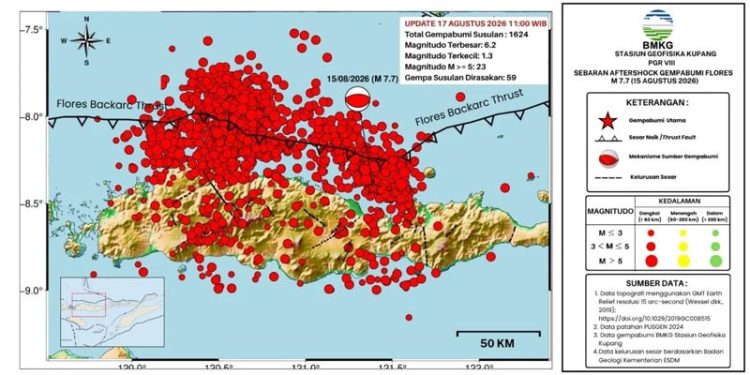 Gempa NTT, BMKG Catat 1624 Aftershock