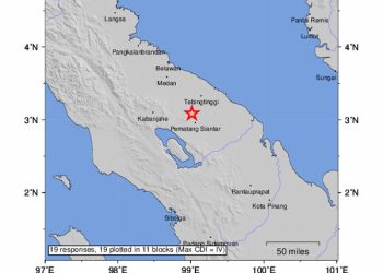 USGS Mencatat Gempa Sumatra Utara M 6,9 Dekat Pematangsiantar