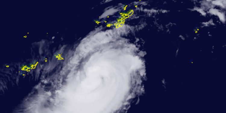 Typhoon Surigae Moving Slowly South of Okinawa Island
